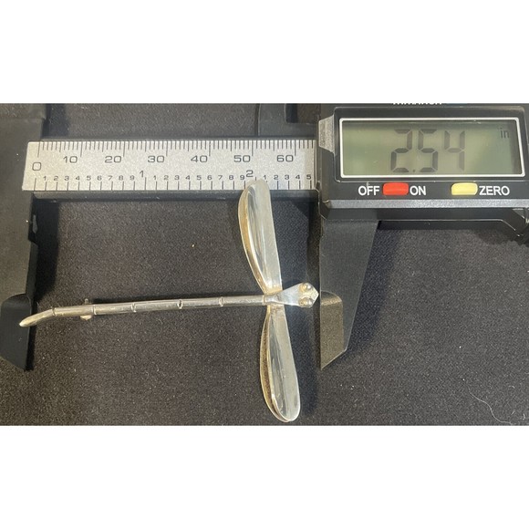 MEXICO STERLING SILVER 3D DRAGONFLY VINTAGE PIN BROOCH - Picture 5 of 6